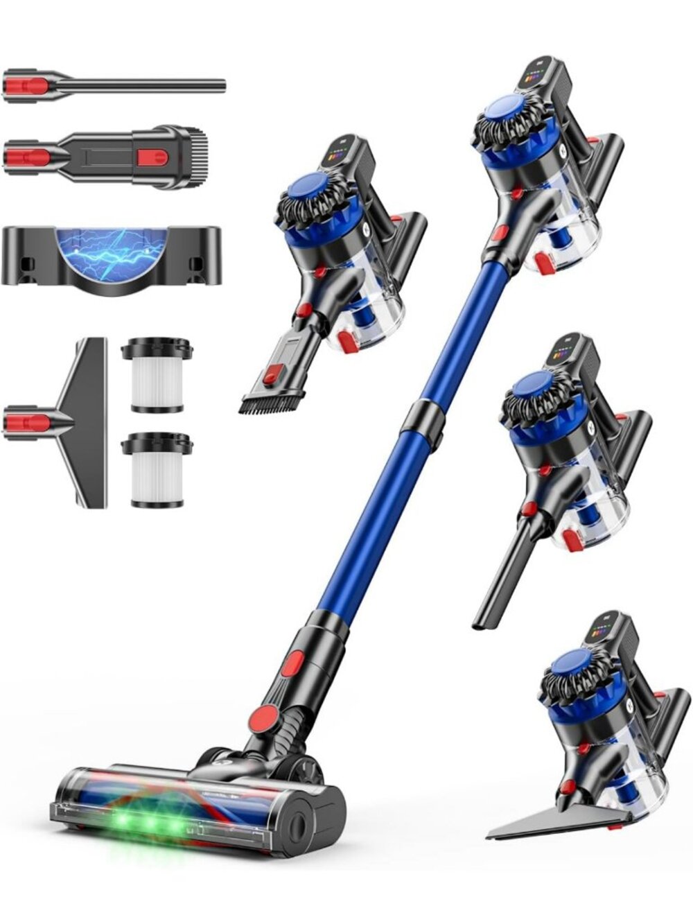 Powerful Cordless Stick Vacuum Cleaner - 500W, 60Mins Runtime, LED Display, Pet